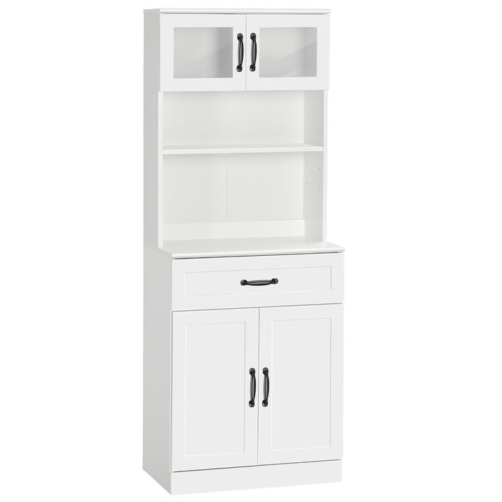 Hivvago 4-Door Buffet Cabinet with Hutch and Adjustable Shelves