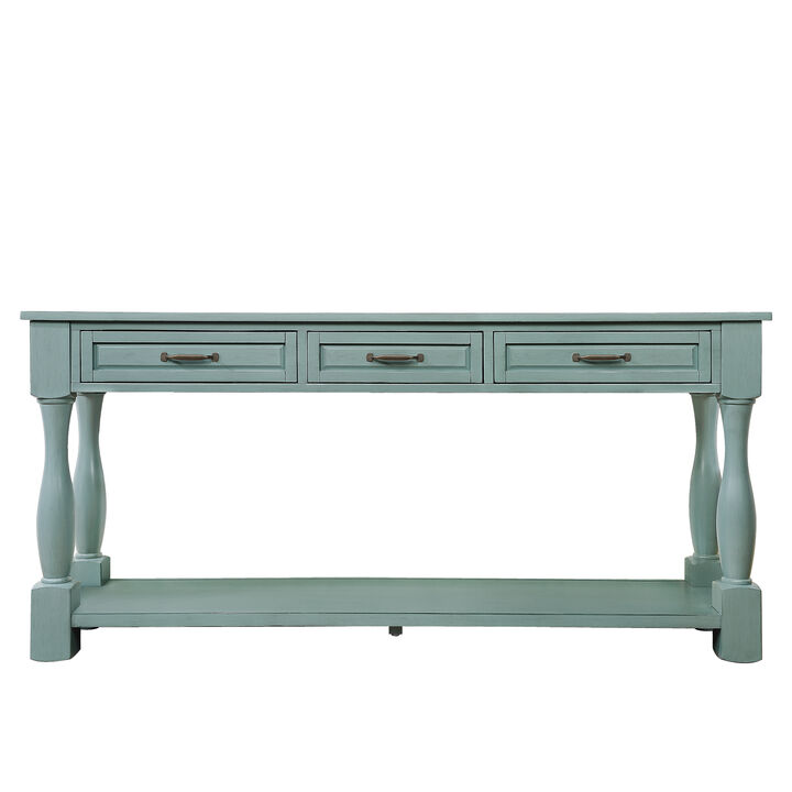 Mondawe 63 Inch Wooden Console Table With 3 Drawers And 1 Bottom Shelf Entrance Hallway Sofa Table