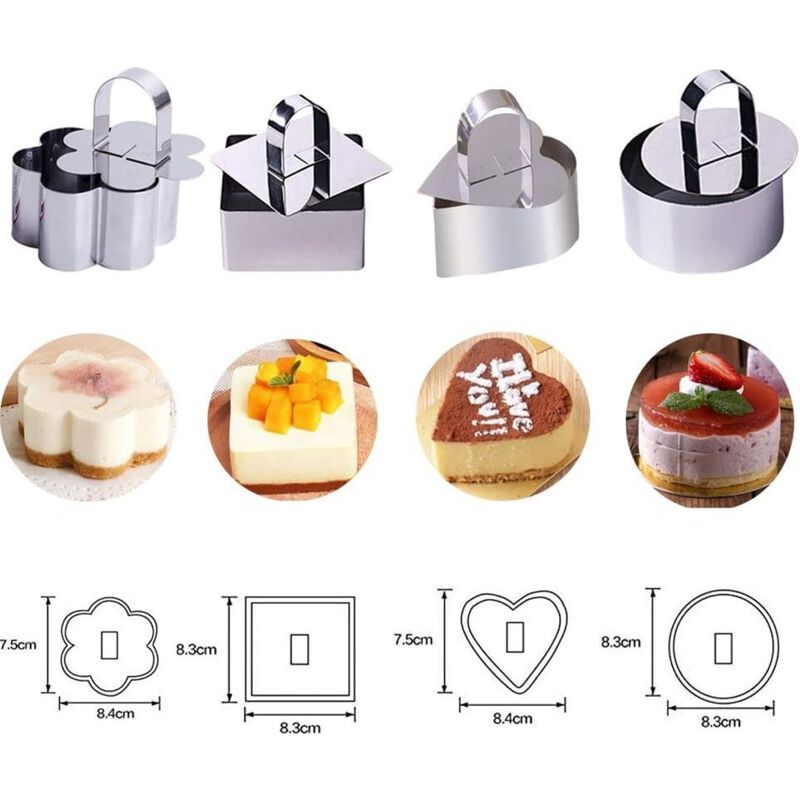 Pack of 4 Stainless Steel Mousse Ring Mold Set image number 1