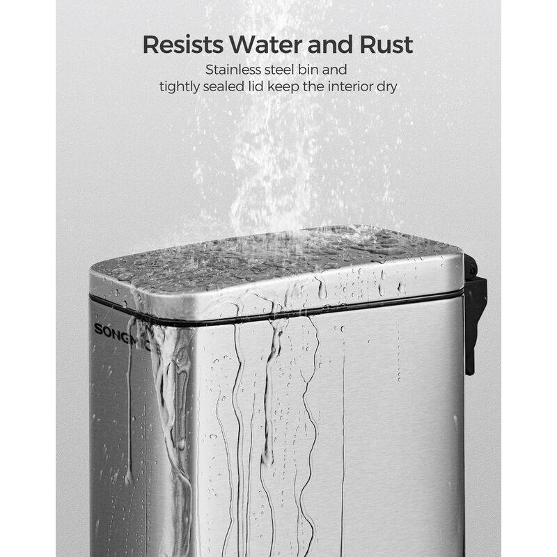 Small Garbage Can with Lid &ndash; 2.6-Gallon Capacity, Great for Bathrooms, Apartments, or Corner Spaces