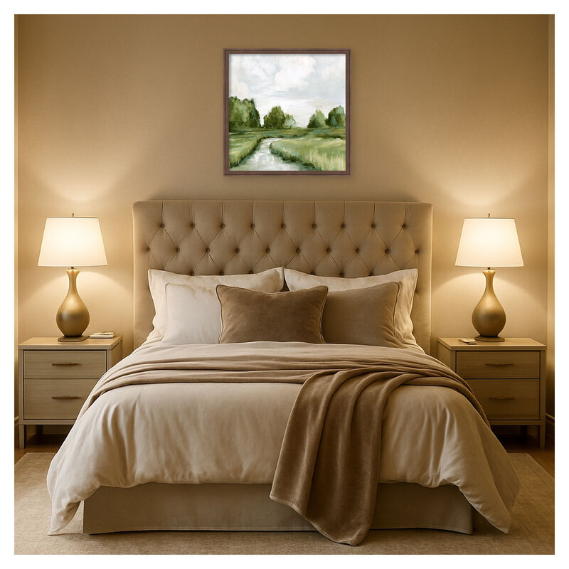Tranquil Stream Through Green Fields by PI Studio Framed Canvas Wall Art image number 3