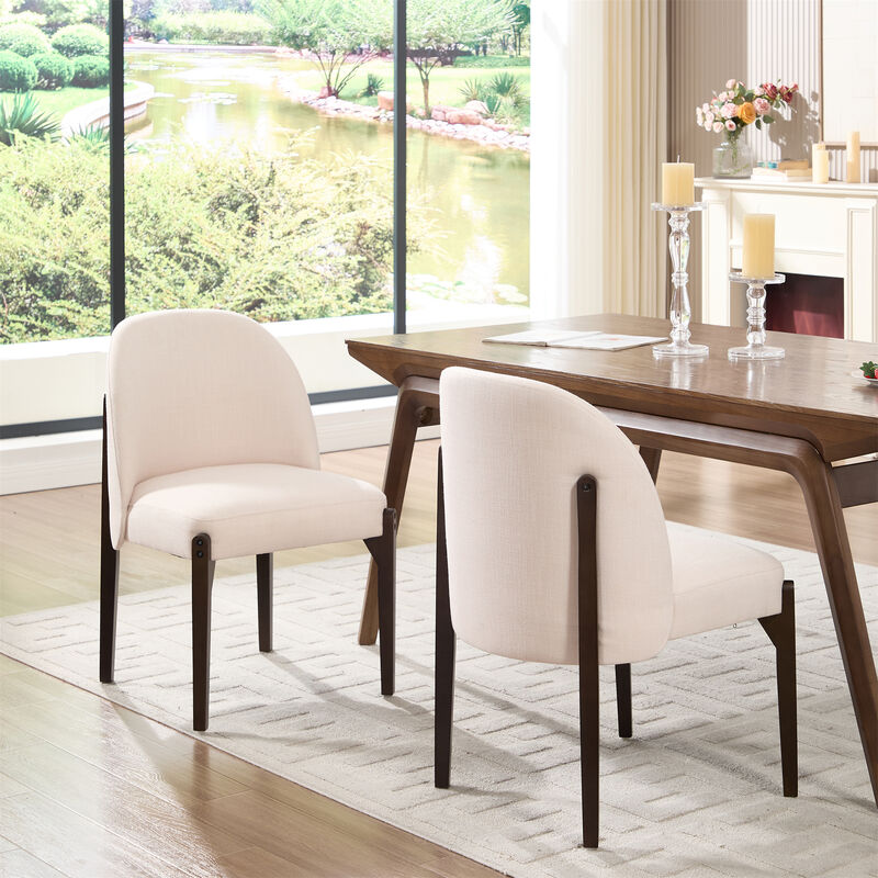 Wooden Dining Chairs Set of 2, Modern Fabric Upholstered Kitchen Chairs Side Chairs image number 2