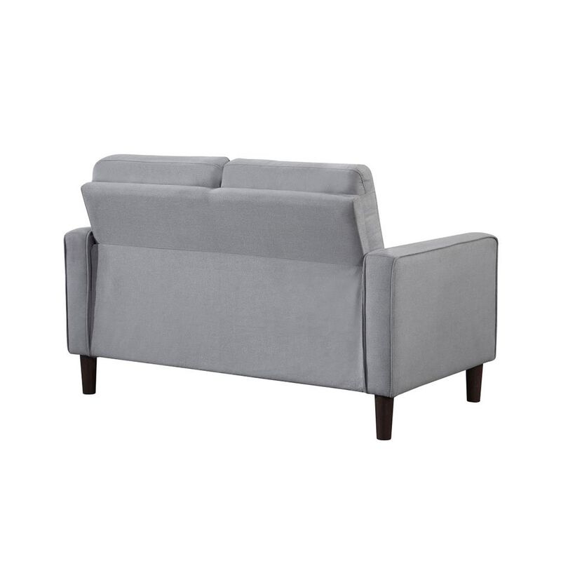 Simple Relax Upholstered Track Arms Tufted Loveseat in Grey and Dark Brown image number 2
