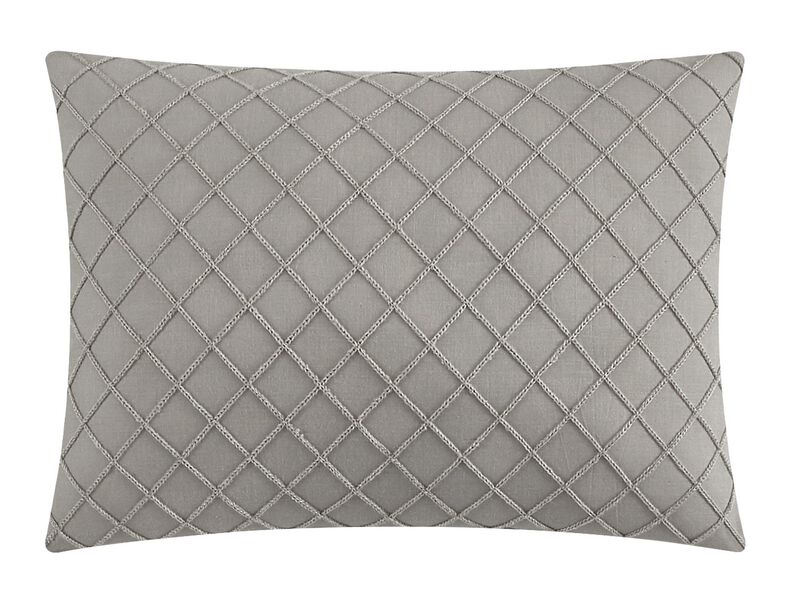 NY&C Home Trinity 5 Piece Cotton Blend Comforter Set Jacquard Interlaced Geometric Pattern Design Bedding - Decorative Pillows Shams Included, King, Grey