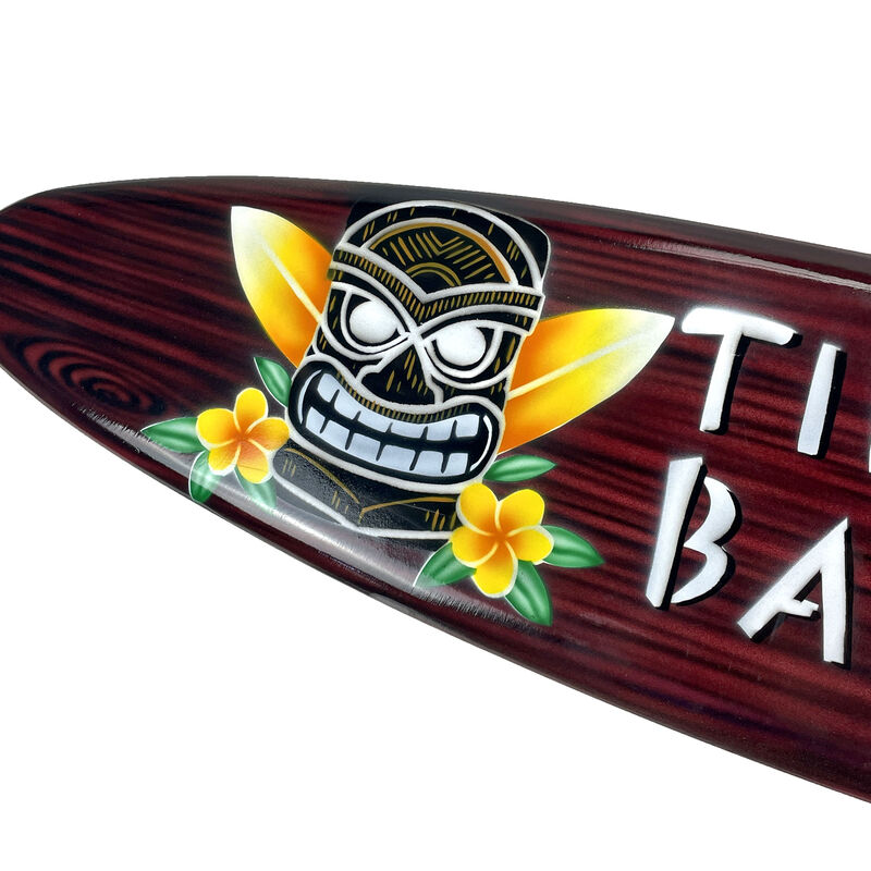 Wooden Tiki Bar Surfboard Wall Decor 39.5" Decorative Beach Sign Art image number 2