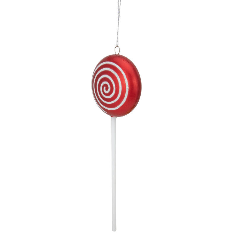 10" Red Candy Lollipop with Iridescent Glitter Swirl Shatterproof Christmas Ornament image number 1