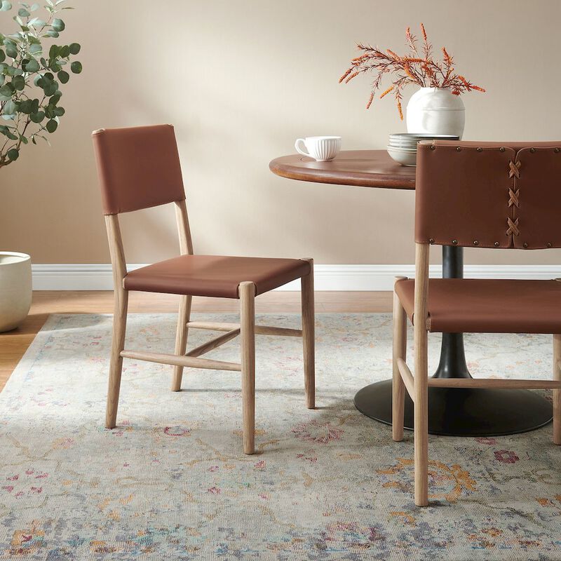 Dover Wood Vegan Leather Dining Side Chairs Set of 2 image number 8