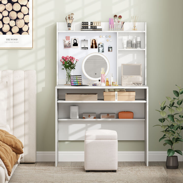Compact Office Desk with Hutch and Magnetic Whiteboard for Productivity