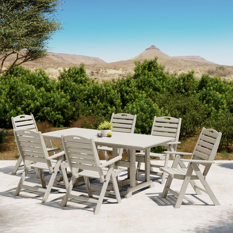 WestinTrends 7-Piece HDPE Rectangular Patio Dining Table Set with Foldable Chairs