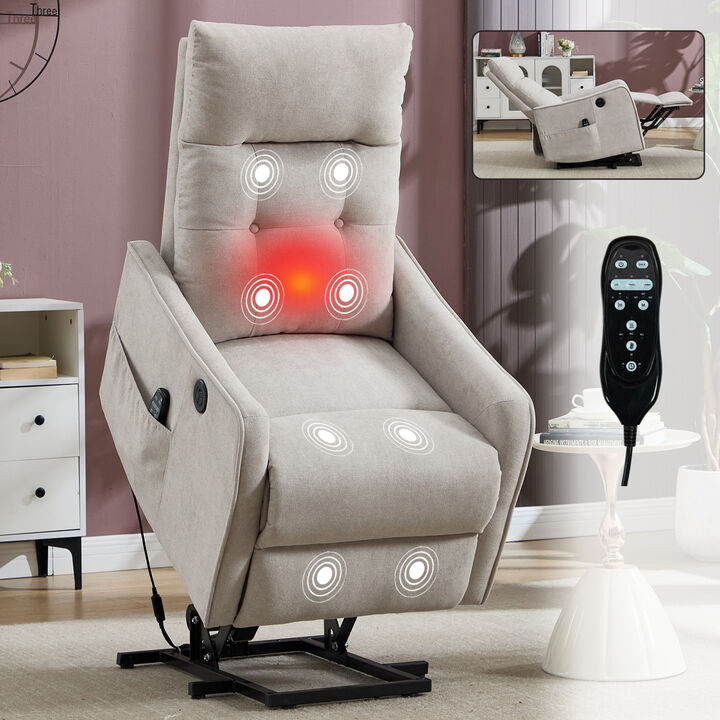 GOODSILO Single Motor Power Lift Recliner Chair with Massage, Heat and USB Charging for Ultimate Comfort and Support