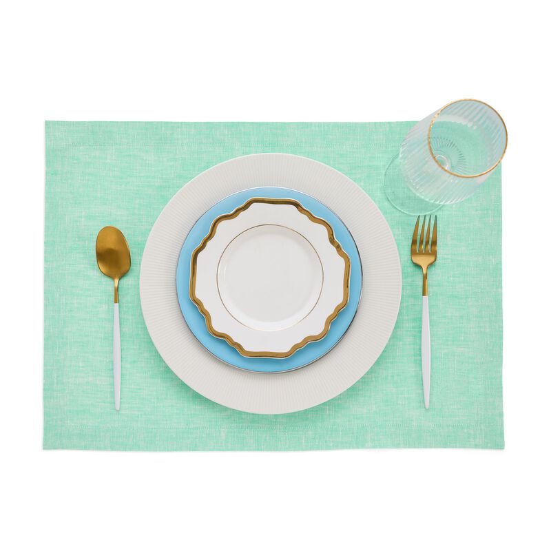 Solino Home Athena 100% Linen Placemats &ndash; Set of 6, 14 x 19 in, Machine Washable, Holiday and Everyday Dining