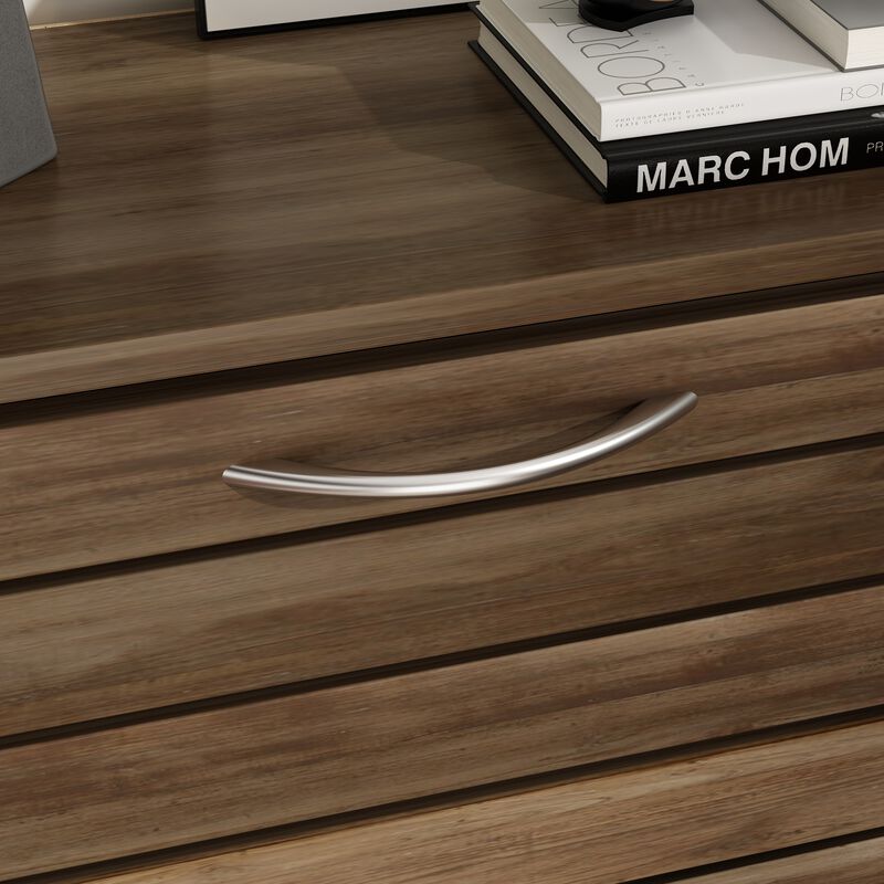 FUFU&GAGA Brown Louvered Shoe Cabinet with 3 Adjustable Shelves and Modern Design (22.4" W x 9.4" D x 29.5" H), Engineered Wood Construction