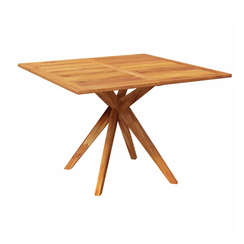 Patio Outdoor Dining Table, 43 Inch Square Natural Brown Acacia Wood - Benzara