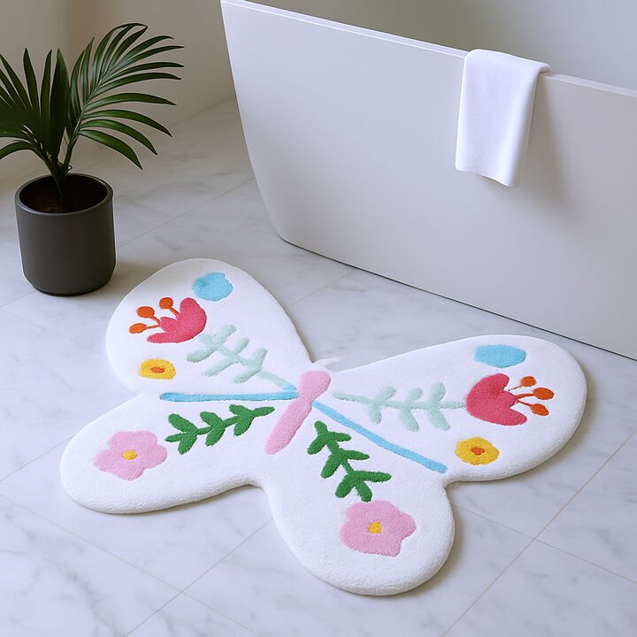 HomeRoots Butterfly Youthful Hand Knotted Washable Area Rug