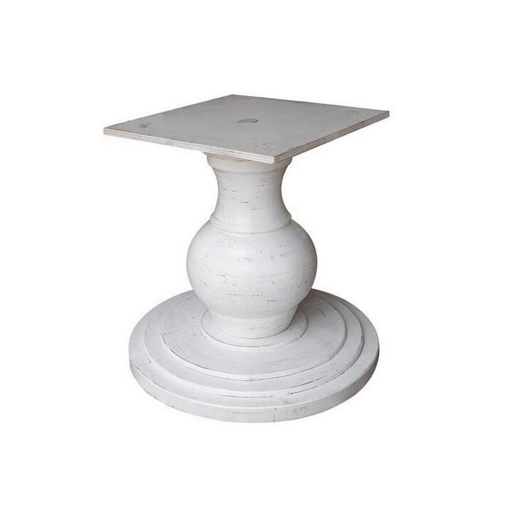 Ive 59 Inch Dining Table, Pedestal Base, Round Top, Classic White and Brown
