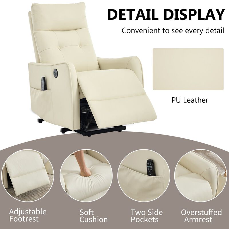 Faux Leather Power Lift Recliner Chair 155&deg; Recliner with Massage Heat & USB image number 6
