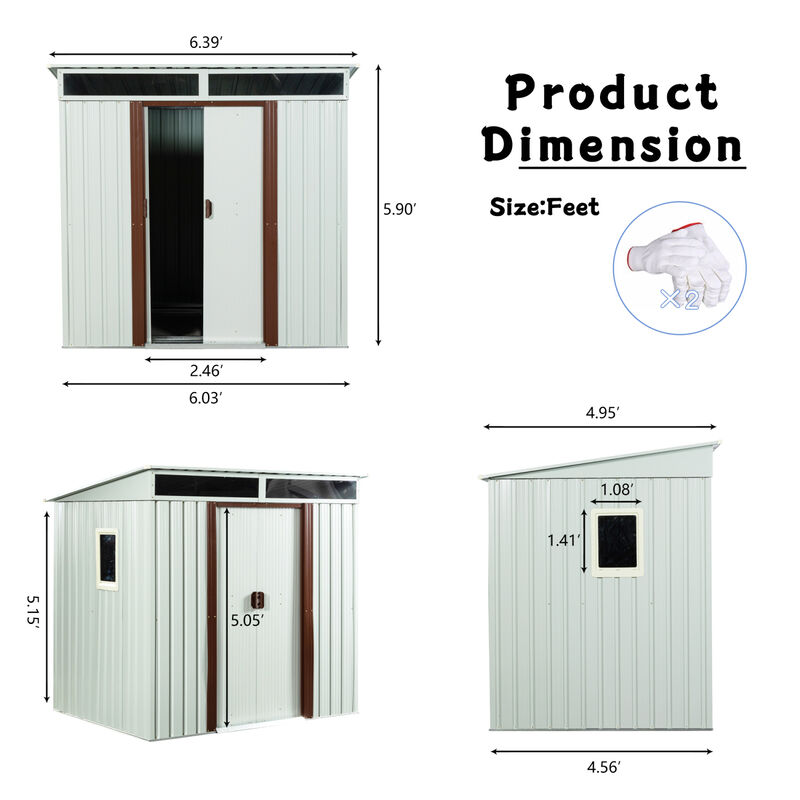 Streamdale 6FT X 5FT Outdoor Metal Storage Shed With Window White image number 8