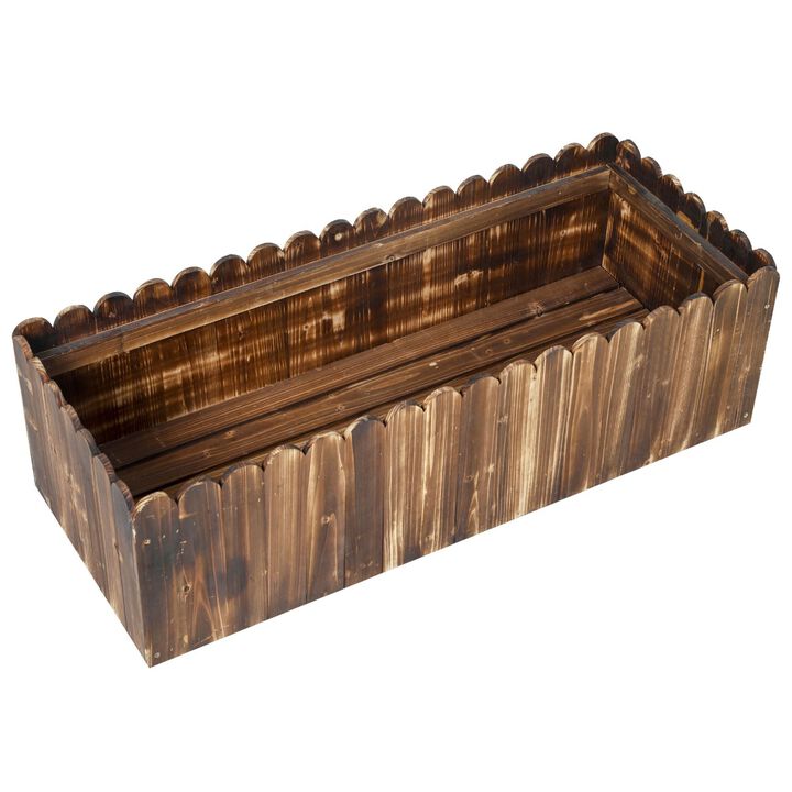 Hivvago Raised Garden Planter Box 40 x 16 x 12" Wooden Design