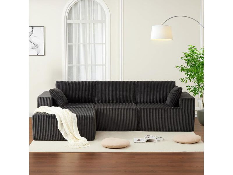 Sectional Sofa &ndash; 108" Grey Cloud Modular Couch with Memory Foam, No Assembly Needed image number 2