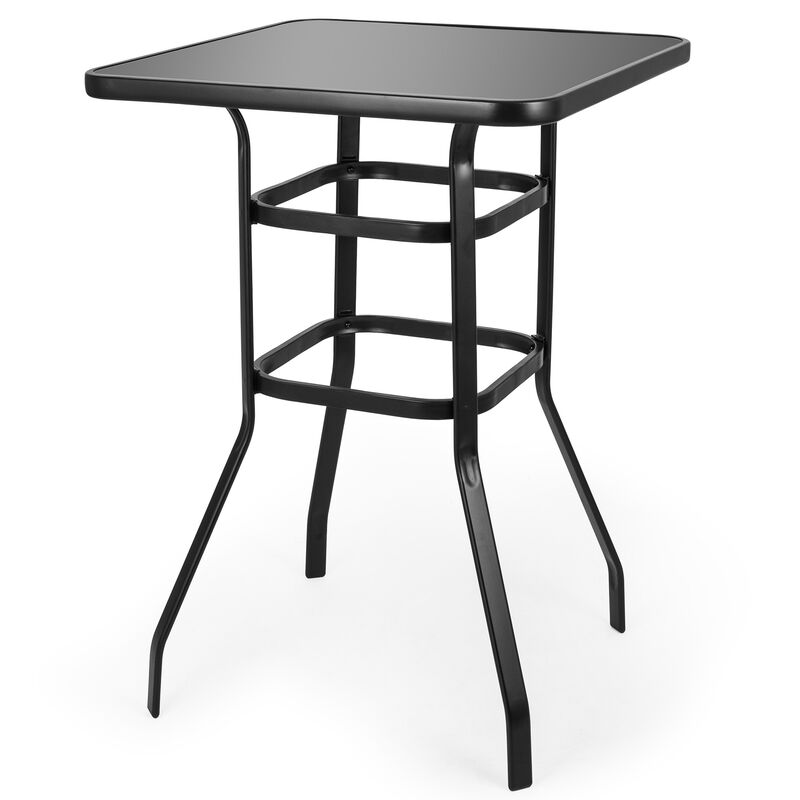 Sour Citrus Outdoor Bar Table 31.5" Square Bar Height Patio Table with Tempered Glass Top