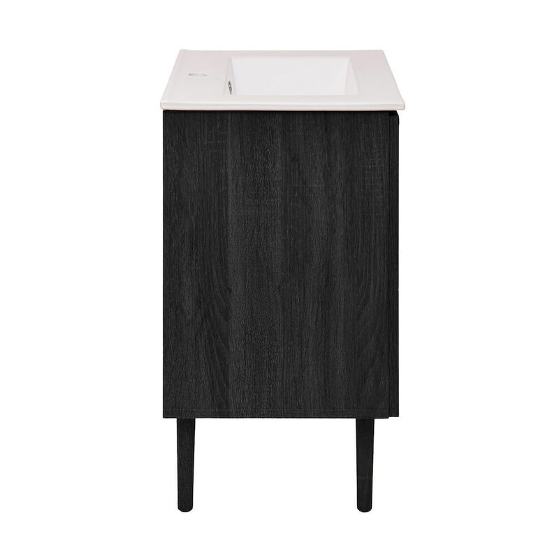 Bron 24" Freestanding Bathroom Vanity in Black Oak with Sink Top image number 7