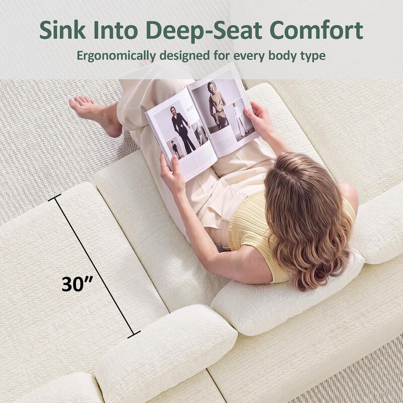 Vipbear 176" Oversized Modular Sectional Couch with Deep Seat, Chenille 6 Seater Living Room Sofa image number 4