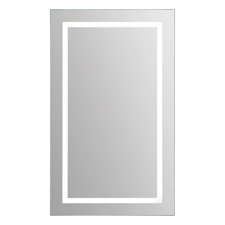 40" Silver LED Glass Framed Beveled Rectangular Pre-Lit Wall Mirror
