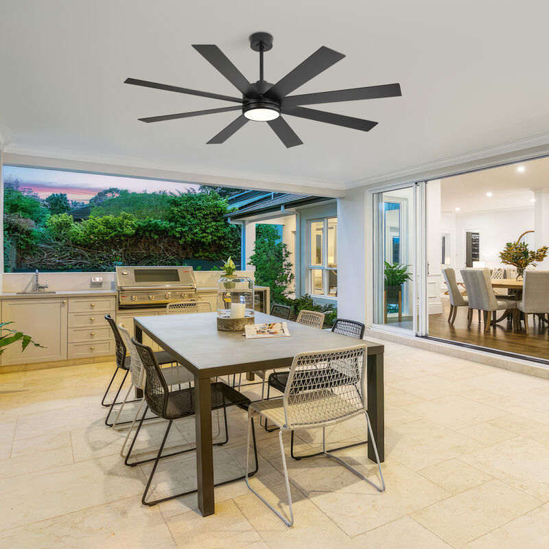Breezary 65-inch Black Ceiling Fan with LED Light Remote and Downrod(8-Blade) image number 8