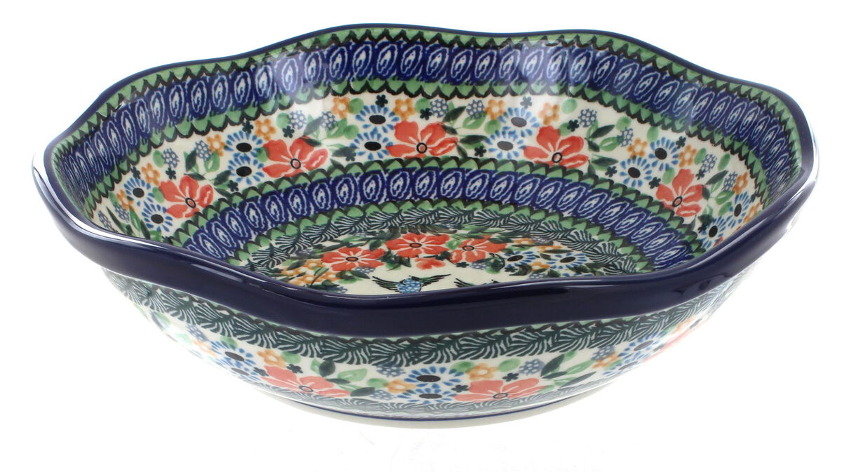 Blue Rose Polish Pottery Eliza Large Scallop Bowl