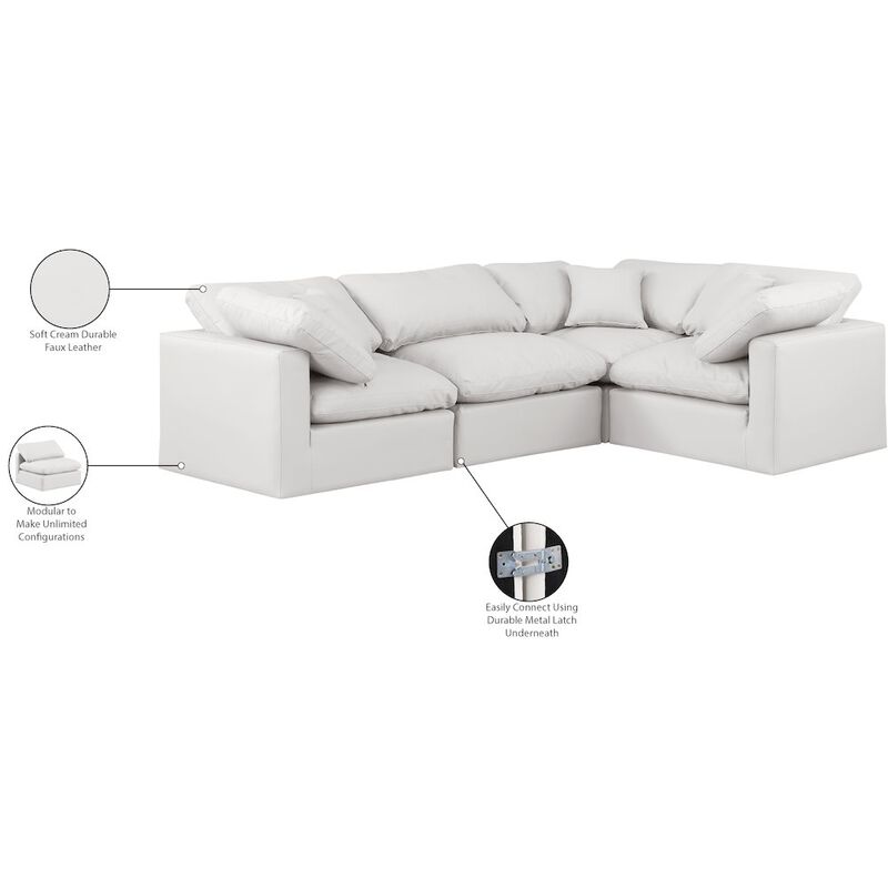 Meridian Furniture Indulge Cream Vegan Leather Modular Sectional