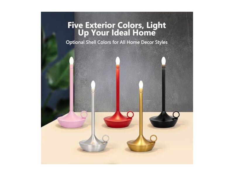 Rechargeable Battery Operated Table Lamp For Bedroom Desk Dining Room Gold image number 2