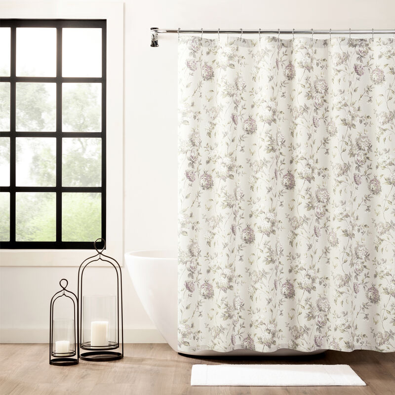Ellis Curtain 48% Cotton 52% Polyester Traditional Hydrangea Pattern Abigail Shower Curtain 72" x 72" Lilac