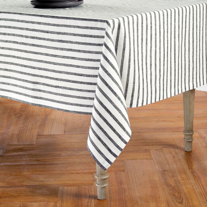 Solino Home Madison Stripe 100% Linen Tablecloth &ndash; Handcrafted, Machine Washable, Perfect for Holiday and Everyday Dining