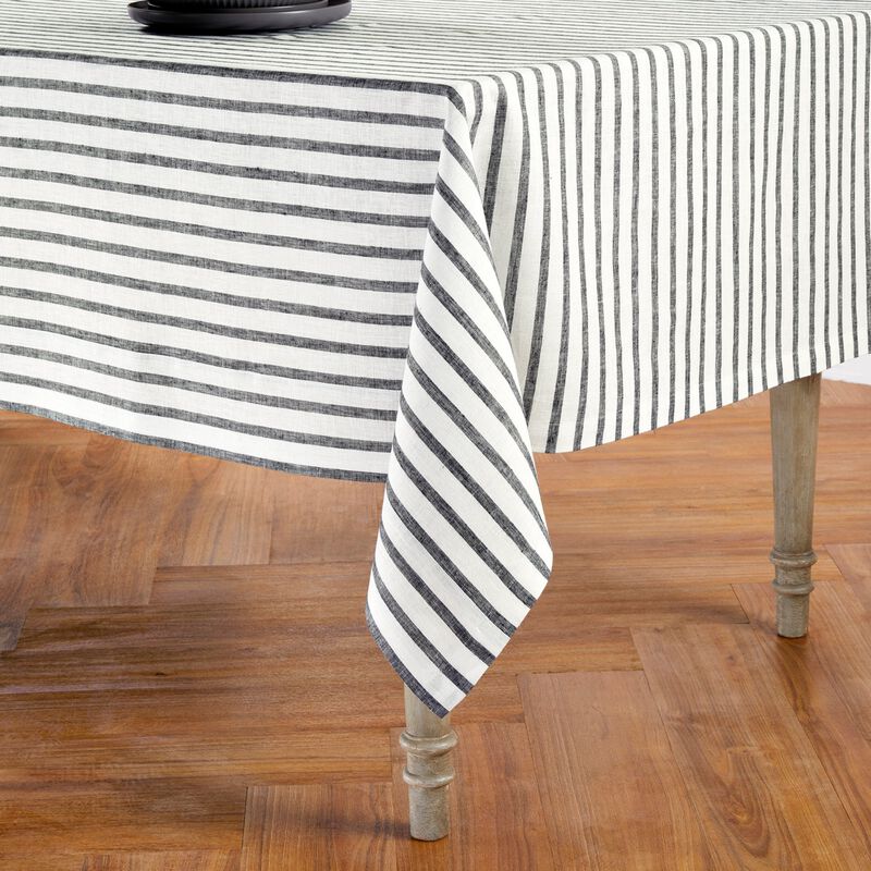 Solino Home Madison Stripe 100% Linen Tablecloth &ndash; Handcrafted, Machine Washable, Perfect for Holiday and Everyday Dining