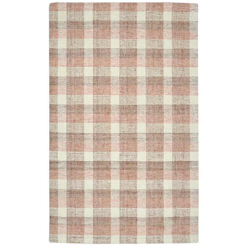 HomeRoots 4' X 6' Pink And Ivory Wool Plaid Hand Tufted Area Rug image number 2