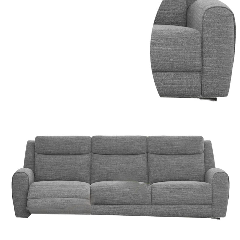 Cory Manual Recliner Sofa, 87 Inch, Solid Wood, Light Gray Polyester image number 3