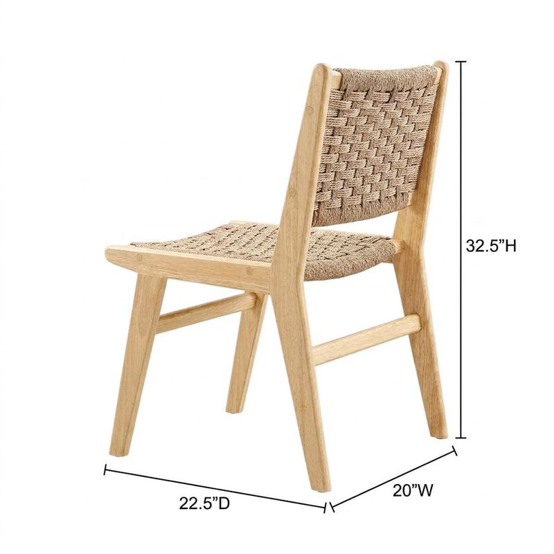 Woven Rope Wood Dining Side Chairs, Walnutt Black, Set of 2 image number 2
