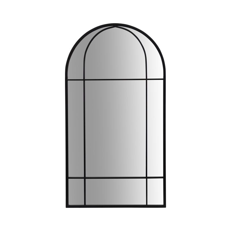 Metal 24x43 Arch Windowpane Mirror, Black image number 0