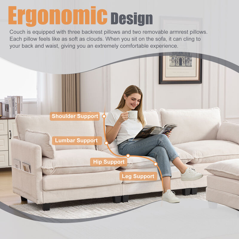 Merax Oversized Modular Sectional Sofa with Movable Ottoman image number 5