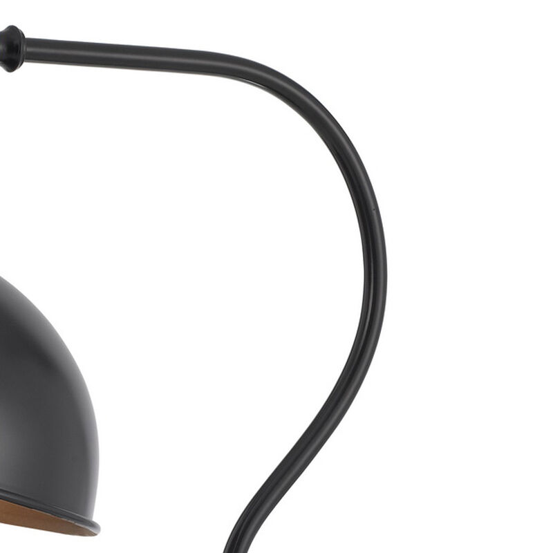 25 Inch Metal Curved Desk Lamp, Adjustable Shade, Bronze Black-Benzara