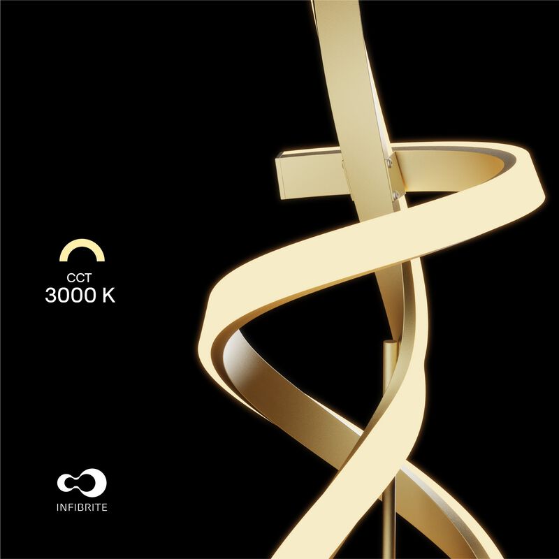 Golden Swirl 31W LED Floor Lamp 59 in. - 3000K Warm Glow- Stepless Dimming