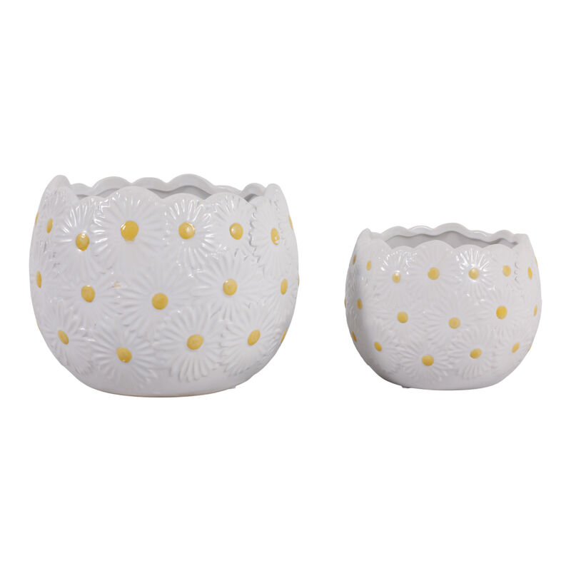 S/2 Daisy Planters, White image number 3
