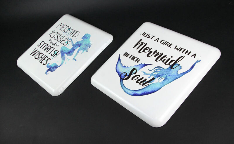 Set Of 2 Metal Mermaid Sign Inspirational Quote Wall Art Novelty Coastal Decor image number 1