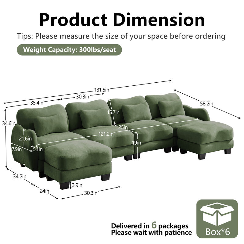 Camtun Curved Design U-Shaped Sectional Sofa image number 8