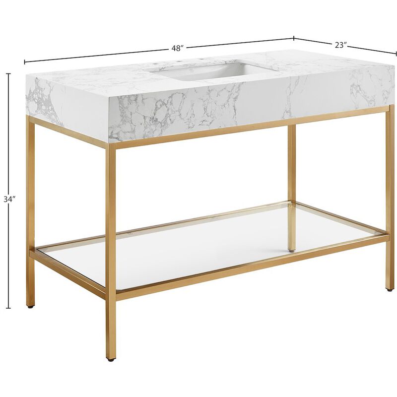 Meridian Furniture Marmo White Engineered Marble Bathroom Vanity