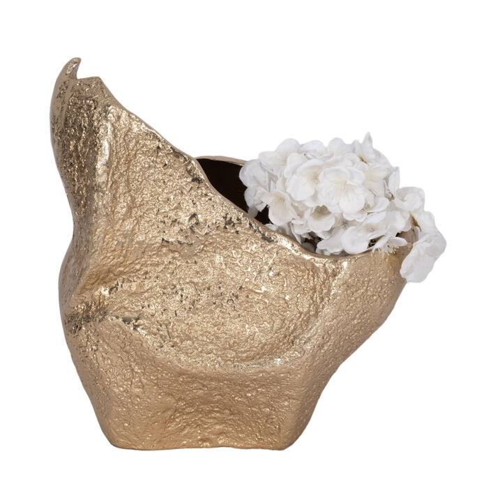 13" Organic Edge Metal Vase