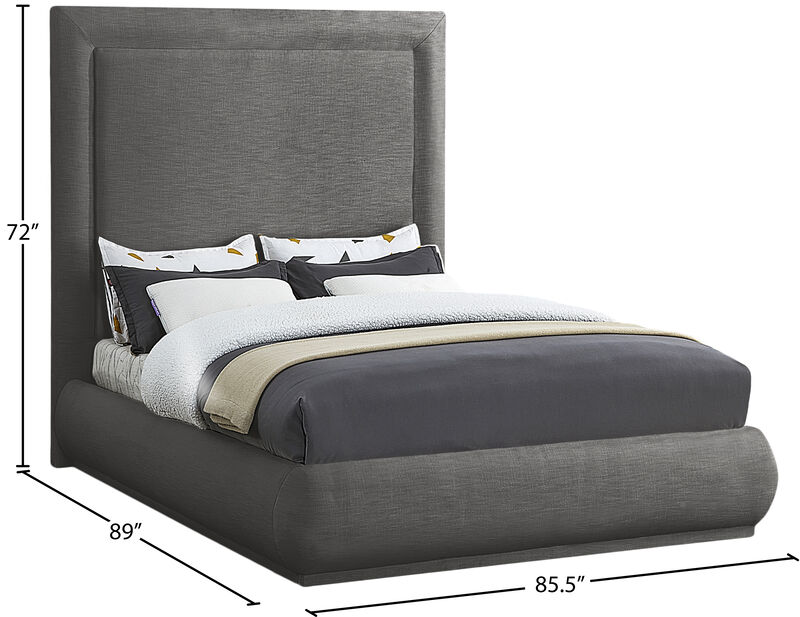 Meridian Furniture Brooke Grey Linen Textured Fabric King Bed image number 7