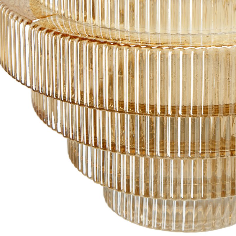 Rae 10 Inch Glass Vase, Geometric Round, Amber Yellow and Clear Finish - Benzara