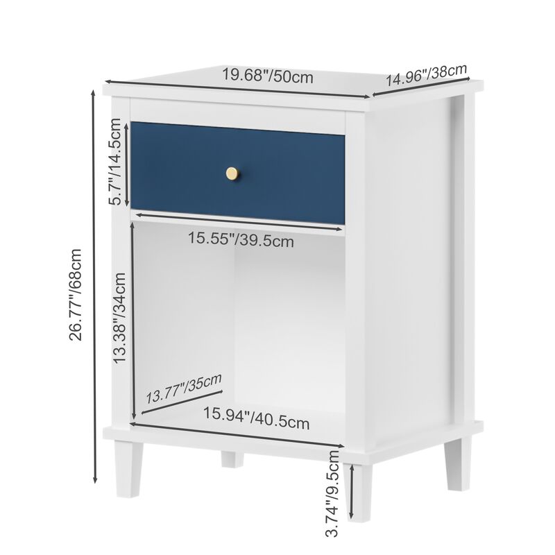26.8" Assembled Wooden Nightstand 1-Drawer 1-Shelf for Kids Adults image number 6