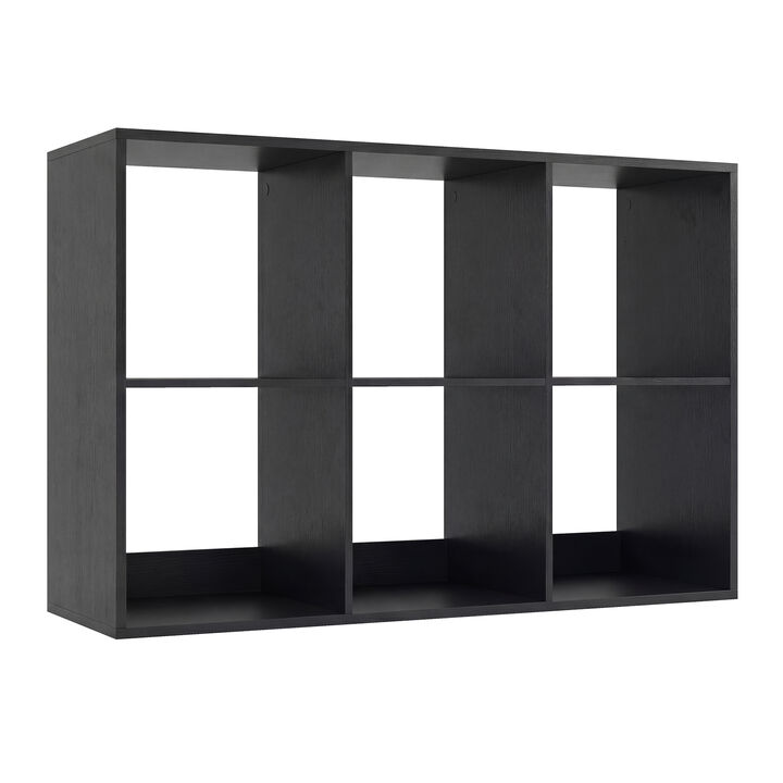 Large 6 Cube Storage Shelf with Back Guardrail for Bedroom